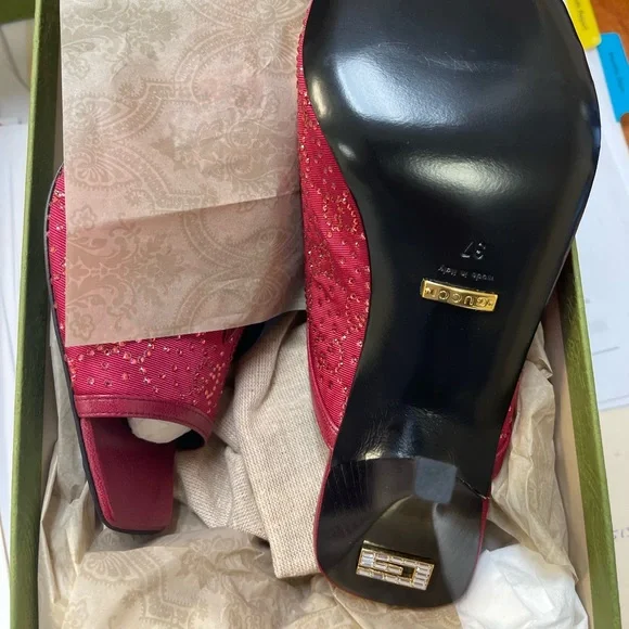 Gucci GG Crystal Pink Slide Sandals - Picture 5 of 8